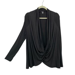 Savvi Black Convertible Wrap Cardigan Women Size M/L Pyla Long Sleeve Casual